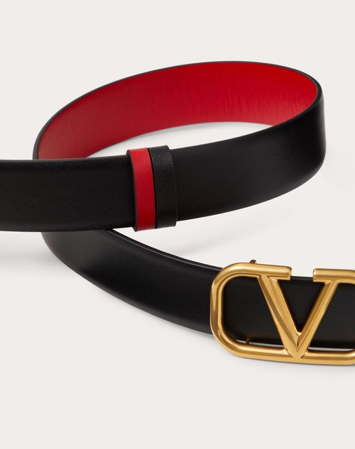 Valentino CINTURÓN REVERSIBLE VLOGO SIGNATURE DE PIEL DE BECERRO BRILLANTE DE 30 MM Descuento por venta flash