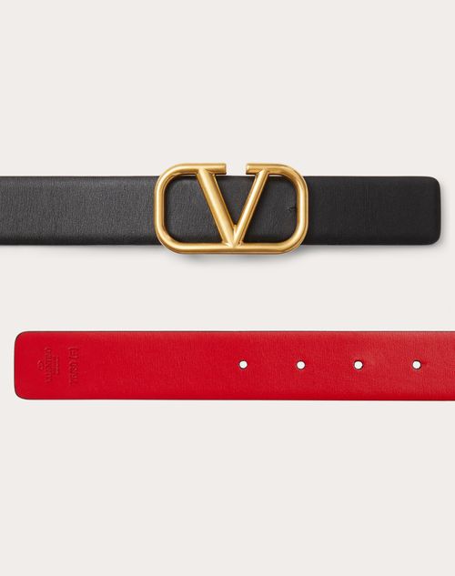 Valentino CINTURÓN REVERSIBLE VLOGO SIGNATURE DE PIEL DE BECERRO BRILLANTE DE 30 MM Descuento por venta flash