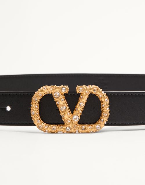 Valentino CINTURÓN VLOGO SIGNATURE DE 30 MM DE CUERO DE BECERRO BRILLOSO CON CRISTALES Precio ultrabajo