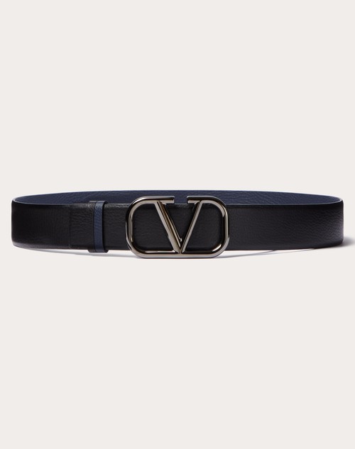 Valentino CINTURÓN REVERSIBLE DE 40 MM DE CUERO GRANEADO DE BECERRO CON EL VLOGO SIGNATURE