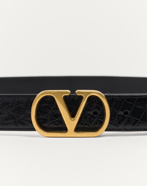 Valentino CINTURÓN VLOGO SIGNATURE DE 30 MM HECHO DE COCODRILO Descuento