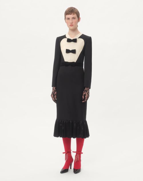 Valentino VESTIDO MIDI DE LANA VIRGEN CON LAZOS Rebajas online