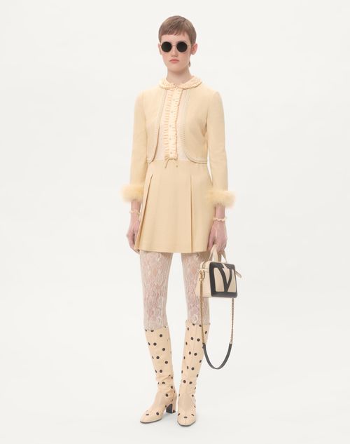 Valentino VESTIDO CORTO DE SEDA RÚSTICA CON PLUMAS Envío gratis