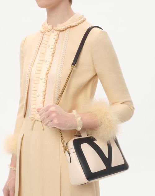 Valentino VESTIDO CORTO DE SEDA RÚSTICA CON PLUMAS Envío gratis