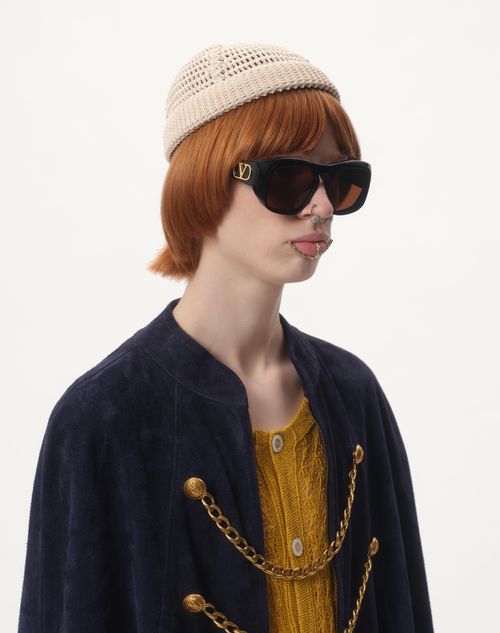 Valentino GORRO DE ALGODÓN TEJIDO CON EL VLOGO SIGNATURE Tienda
