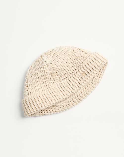 Valentino GORRO DE ALGODÓN TEJIDO CON EL VLOGO SIGNATURE Tienda