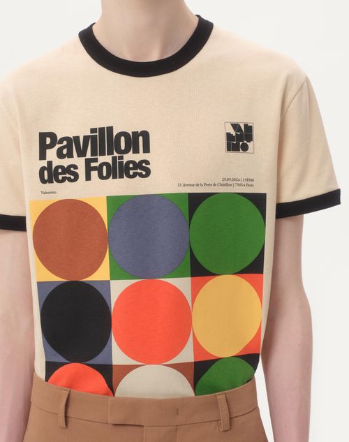 Valentino CAMISETA DE ALGODÓN CON ESTAMPADO PAVILLON DES FOLIES Liquidación
