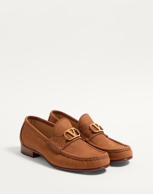 Valentino MOCASÍN DE CUERO GAMUZA DE VENADO CON EL VLOGO SIGNATURE Rebajas online