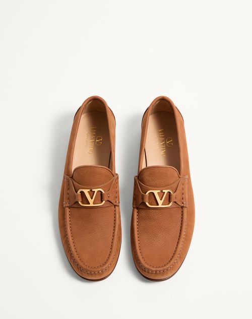 Valentino MOCASÍN DE CUERO GAMUZA DE VENADO CON EL VLOGO SIGNATURE Rebajas online
