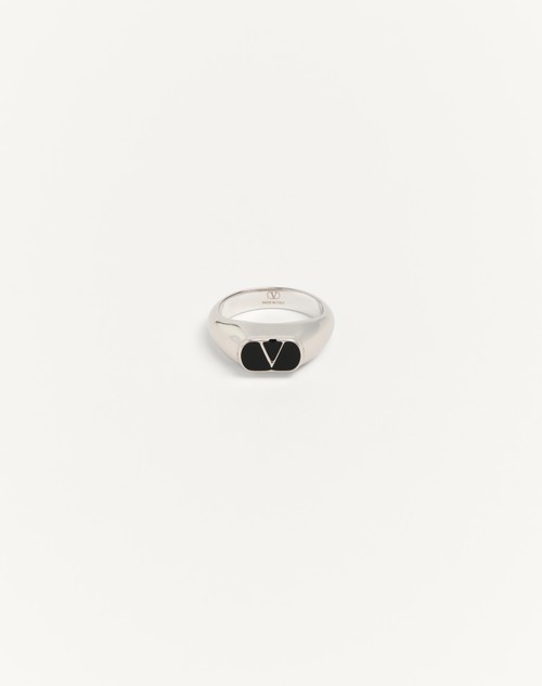 Valentino ANILLO VLOGO SIGNATURE CHEVALIER DE METAL Y ESMALTE