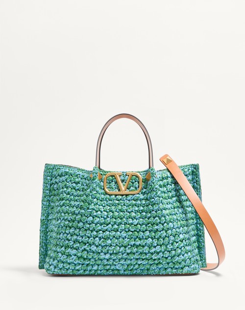 Valentino BOLSO DE COMPRAS MEDIANO DE CROCHET DE RAFIA SINTÉTICA Venta caliente