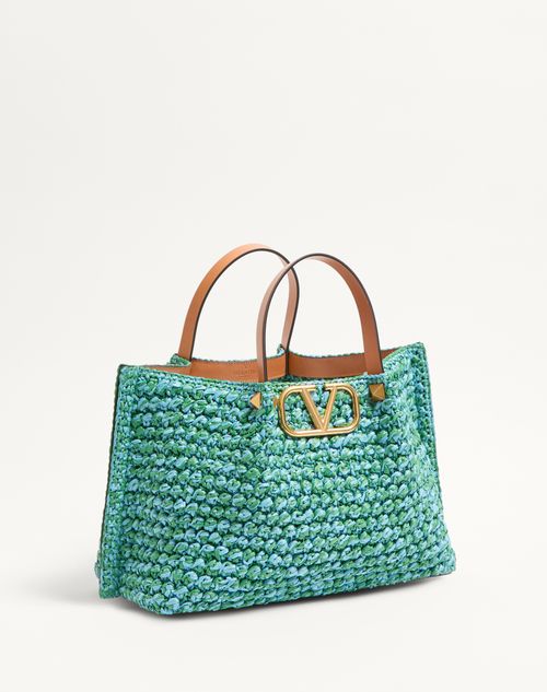 Valentino BOLSO DE COMPRAS MEDIANO DE CROCHET DE RAFIA SINTÉTICA Venta caliente