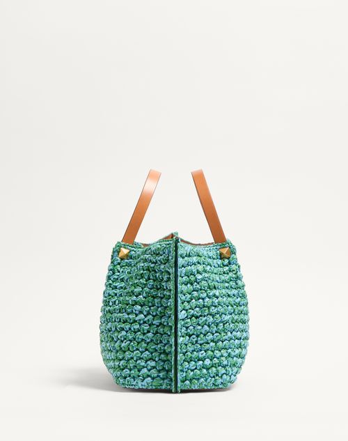Valentino BOLSO DE COMPRAS MEDIANO DE CROCHET DE RAFIA SINTÉTICA Venta caliente