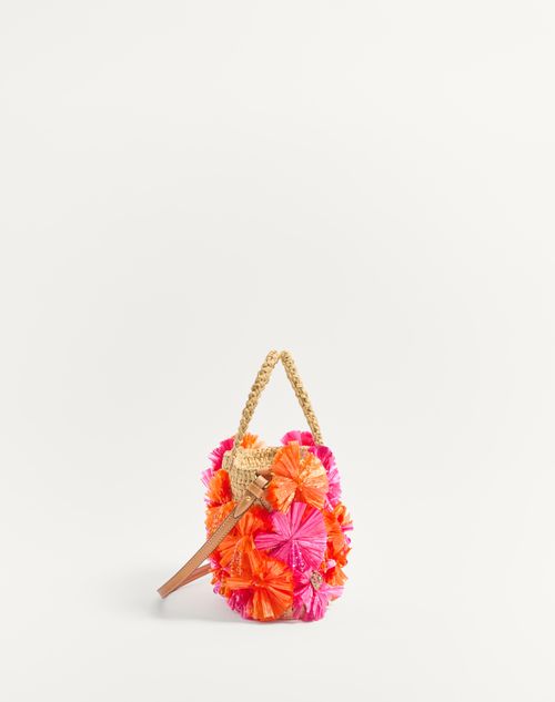 Valentino BOLSO DE COMPRAS PEQUEÑO DE RAFIA SINTÉTICA CON FLORES Y CUENTAS En oferta