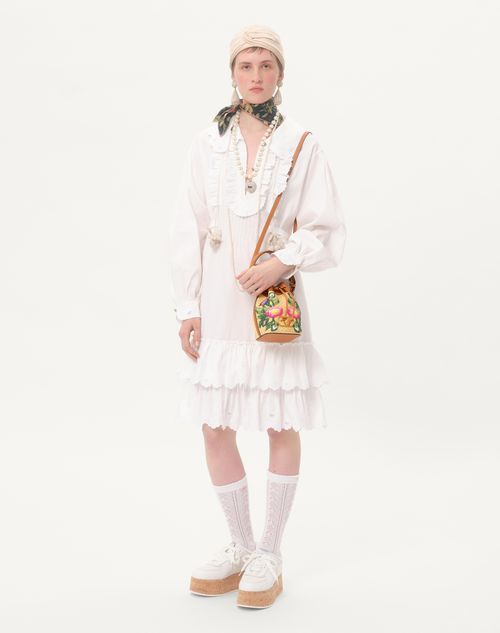 Valentino MINIBOLSO TIPO SACO VLOGO SIGNATURE DE RAFIA SINTÉTICA CON BORDADO FLORAL Gran oferta