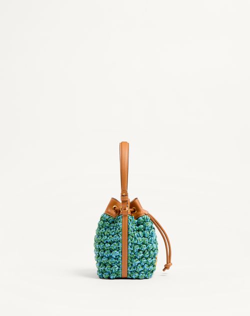 Valentino MINIBOLSO TIPO SACO VLOGO SIGNATURE DE CROCHET DE RAFIA SINTÉTICA Rebajas baratas