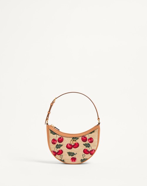 Valentino MINIBOLSO HOBO VLOGO SIGNATURE DE JACQUARD DE RAFIA CON MOTIVO CHERRYFIC Rebajas de fábrica
