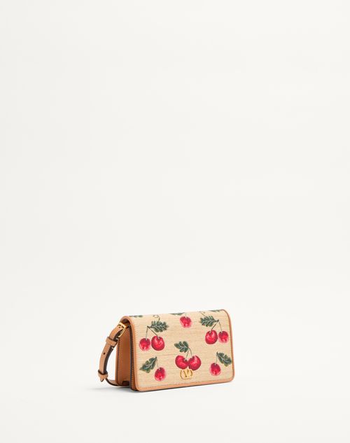 Valentino MINIBOLSO DE HOMBRO VLOGO SIGNATURE DE JACQUARD DE RAFIA CON MOTIVO CHERRYFIC Los más vendidos