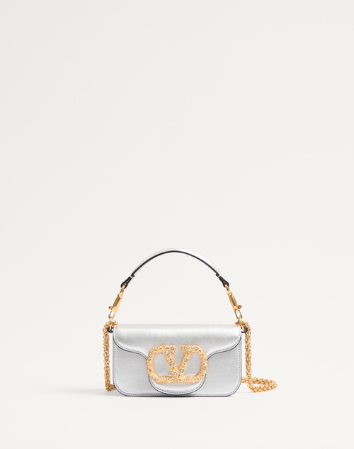 Valentino BOLSO PEQUEÑO DE HOMBRO VALENTINO GARAVANI LOCÒ DE CUERO LAMINADO DE BECERRO CON EL LOGO DE JOYERÍA Rebajas top