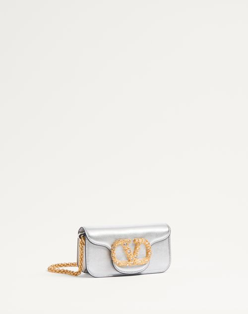 Valentino BOLSO PEQUEÑO DE HOMBRO VALENTINO GARAVANI LOCÒ DE CUERO LAMINADO DE BECERRO CON EL LOGO DE JOYERÍA Rebajas top