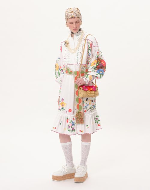 Valentino BOLSO PEQUEÑO DE HOMBRO VALENTINO GARAVANI LOCÒ DE RAFIA SINTÉTICA CON FLORES TRIDIMENSIONALES Y CUENTAS Envío gratis