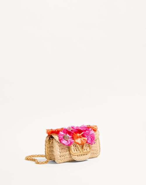 Valentino BOLSO PEQUEÑO DE HOMBRO VALENTINO GARAVANI LOCÒ DE RAFIA SINTÉTICA CON FLORES TRIDIMENSIONALES Y CUENTAS Envío gratis
