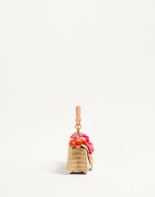 Valentino BOLSO PEQUEÑO DE HOMBRO VALENTINO GARAVANI LOCÒ DE RAFIA SINTÉTICA CON FLORES TRIDIMENSIONALES Y CUENTAS Envío gratis