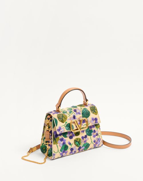 Valentino BOLSO DE MANO PEQUEÑO VALENTINO GARAVANI VSLING DE RAFIA SINTÉTICA BORDADA Promoción trimestral