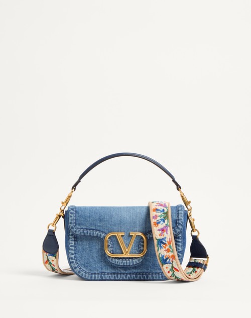 Valentino BOLSO DE HOMBRO VALENTINO GARAVANI ALLTIME DE MEZCLILLA CON CORREA DE CINTA BORDADA