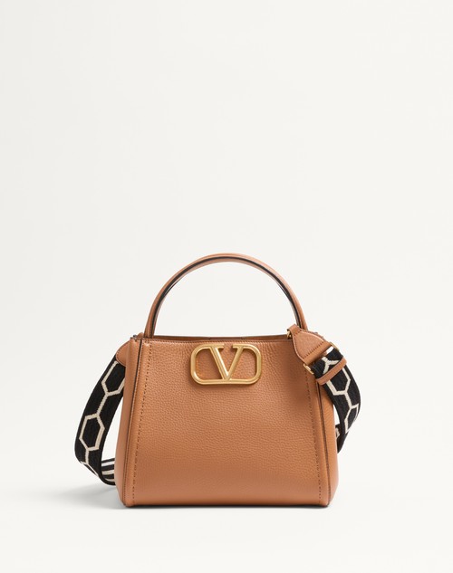 Valentino BOLSO MEDIANO VALENTINO GARAVANI ALLTIME EN CUERO GRANULADO DE BECERRO CON CORREA DE CINTA DE JACQUARD