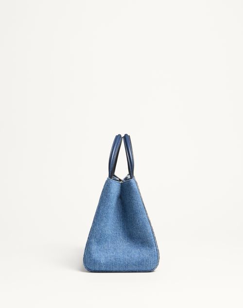 Valentino BOLSO DE MANO MEDIANO VALENTINO GARAVANI ALLTIME DE MEZCLILLA CON CORREA BORDADA En oferta
