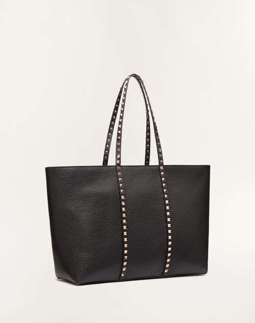Valentino BOLSO DE COMPRAS VALENTINO GARAVANI ROCKSTUD DE CUERO DE BECERRO GRANEADO Oferta exclusiva