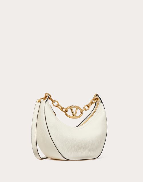 Valentino BOLSO HOBO PEQUEÑO MOON DE CUERO DE BECERRO GRANEADO CON CADENA Y EL VLOGO En oferta
