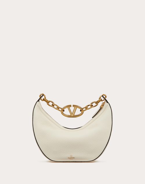 Valentino BOLSO HOBO PEQUEÑO MOON DE CUERO DE BECERRO GRANEADO CON CADENA Y EL VLOGO En oferta