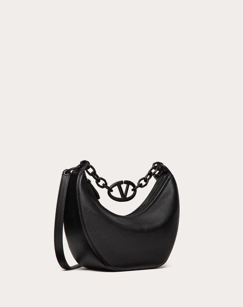 Valentino BOLSO HOBO PEQUEÑO VLOGO MOON DE CUERO GRANEADO DE BECERRO CON CADENA Rebajas de fábrica