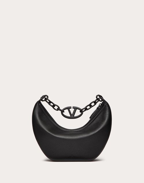 Valentino BOLSO HOBO PEQUEÑO VLOGO MOON DE CUERO GRANEADO DE BECERRO CON CADENA Rebajas de fábrica