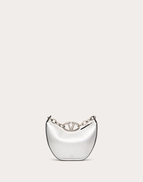 Valentino MINIBOLSO HOBO VLOGO MOON DE CUERO DE BECERRO GRANEADO Y METALIZADO CON CADENA Tienda