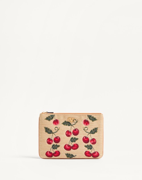 Valentino SOBRE VLOGO SIGNATURE DE JACQUARD DE RAFIA CON MOTIVO CHERRYFIC