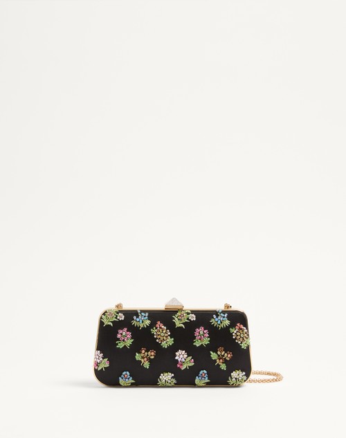Valentino MINAUDIÈRE CARRY SECRETS DE SATÉN CON BORDADO FLORAL Superdescuento