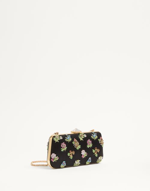 Valentino MINAUDIÈRE CARRY SECRETS DE SATÉN CON BORDADO FLORAL Superdescuento