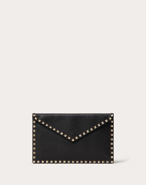 Valentino BOLSO TIPO SOBRE ROCKSTUD DE PIEL DE BECERRO GRANULADA