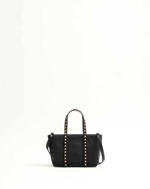 Valentino BOLSO DE COMPRAS PEQUEÑO VALENTINO GARAVANI ROCKSTUD DE CUERO DE BECERRO GRANEADO Última moda