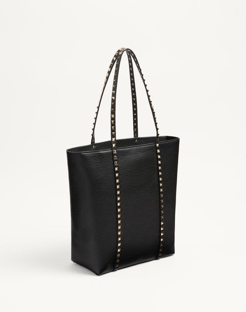 Valentino BOLSO DE COMPRAS VALENTINO GARAVANI ROCKSTUD DE CUERO DE BECERRO GRANEADO Ofertas de temporada