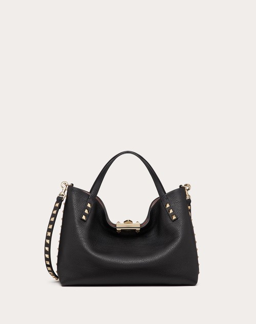 Valentino BOLSO PEQUEÑO ROCKSTUD DE PIEL DE BECERRO GRANULADA CON FORRO EN CONTRASTE