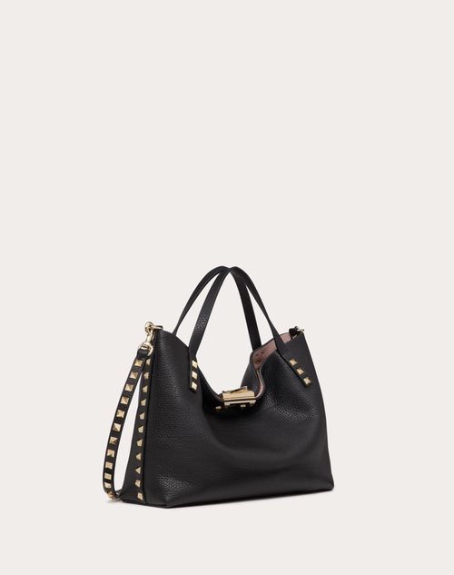 Valentino BOLSO PEQUEÑO ROCKSTUD DE PIEL DE BECERRO GRANULADA CON FORRO EN CONTRASTE Rebajas de fin de temporada
