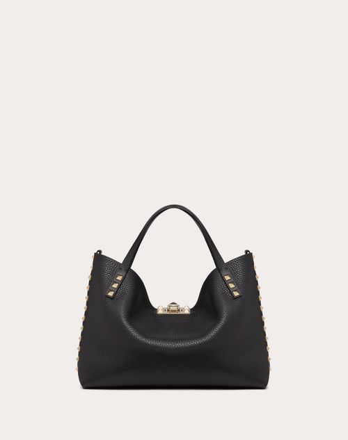 Valentino BOLSO PEQUEÑO ROCKSTUD DE PIEL DE BECERRO GRANULADA CON FORRO EN CONTRASTE Rebajas de fin de temporada