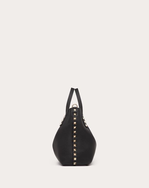Valentino BOLSO PEQUEÑO ROCKSTUD DE PIEL DE BECERRO GRANULADA CON FORRO EN CONTRASTE Rebajas de fin de temporada