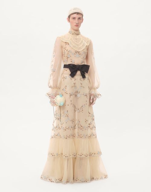 Valentino VESTIDO LARGO BORDADO DE ORGANZA Oferta especial de fábrica