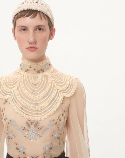 Valentino VESTIDO LARGO BORDADO DE ORGANZA Oferta especial de fábrica