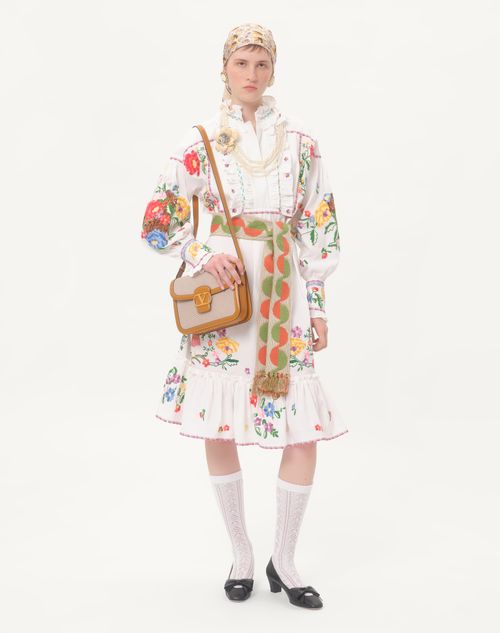 Valentino VESTIDO DE ALGODÓN Y LINO BORDADO Grandes descuentos